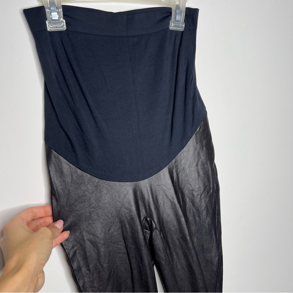 M20 Spanx Mama‎ Maternity Faux Leather High Waisted Leggings - Picture 6 of 10